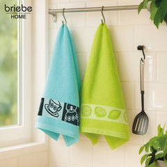 Set de 12 Paños de Cocina briebe Home 100% Algodón Rizo 50X50cm, Alta Absorción y Suavidad Colores Bordados
