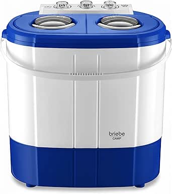 Mini Lavadora briebe Camp Portátil Camping con Centrifugado 3Kg Blanco/Azul
