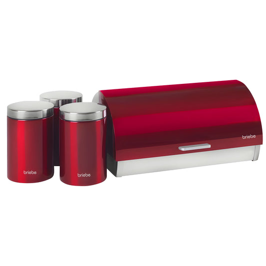 Set Metallic Panera + 3 Botes Rojo/Inox