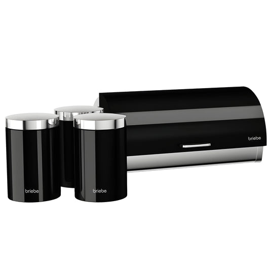 Set Metallic Panera + 3 Botes Negro/Inox