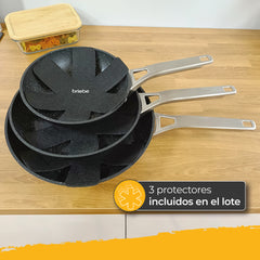 Juego de 3 Sartenes Antiadherentes Inducción Black Titanium Ø 18-20-24 cm
