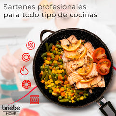 Juego 2 Sartenes Granitec Inducción Antiadherentes Ø 24-28 + 2 Mangos Extraíbles + Tapas