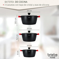 Batería Cocina Black Titanium Ø 16-20-24 cm