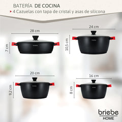 Batería Cocina Black Titanium Ø 16-20-24-28B cm