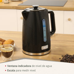Set Tostador+Hervidor+Cafetera+Espumador Elegance Negro