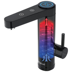 Grifo Eléctrico de Mesa para Cocina / Baño Agua Caliente al Instante Indicador y Selector Temperatura Acero Inox Negro Bajo Consumo