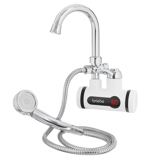 Grifo / Ducha Eléctrico Instantáneo de Pared para Baño Agua Caliente al Instante Indicador Temperatura Bajo Consumo