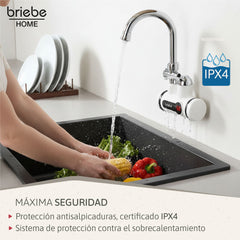 Grifo / Ducha Eléctrico Instantáneo de Pared para Baño Agua Caliente al Instante Indicador Temperatura Bajo Consumo