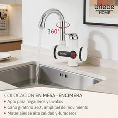 Grifo Eléctrico Instantáneo de Mesa para Cocina Agua Caliente al Instante Indicador Temperatura Bajo Consumo