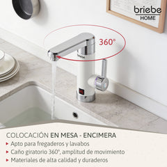 Grifo Eléctrico Instantáneo de Mesa para Cocina / Baño Agua Caliente al Instante Indicador Temperatura Bajo Consumo