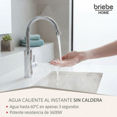 Grifo Eléctrico Instantáneo de Mesa para Cocina Agua Caliente al Instante Indicador Temperatura Acero Inox Bajo Consumo