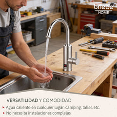 Grifo Eléctrico Instantáneo de Mesa para Cocina Agua Caliente al Instante Indicador Temperatura Acero Inox Bajo Consumo
