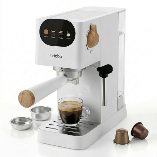 Cafetera Espresso Nordic 20 Bares Compatible Cápsulas Nespresso y Café Molido Blanco