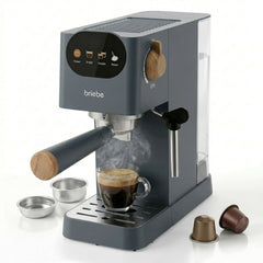 Cafetera Espresso Nordic 20 Bares Compatible Cápsulas Nespresso y Café Molido Gris