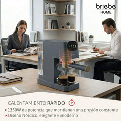 Cafetera Espresso Nordic 20 Bares Compatible Cápsulas Nespresso y Café Molido Gris