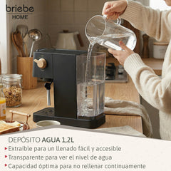 Cafetera Espresso Nordic 20 Bares Compatible Cápsulas Nespresso y Café Molido Negro