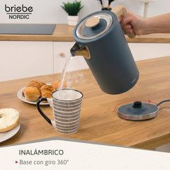 Set Nordic Cafetera Espresso 20 Bares Cápsulas y Café Molido + Hervidor Agua Eléctrico 17L Inalámbrico 2200W + Tostadora Ranura Ancha 2 Rebanadas Gris