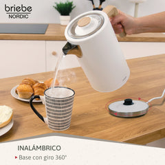 Set Nordic Cafetera Espresso 20 Bares Cápsulas y Café Molido + Hervidor Agua Eléctrico 17L Inalámbrico 2200W + Tostadora Ranura Ancha 2 Rebanadas Blanco