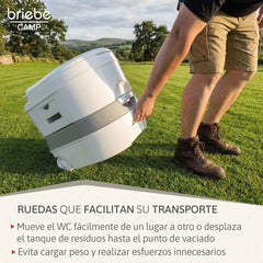 WC briebe Camp Comfort Plus Inodoro Portátil Químico con Ruedas Adultos Potty 22L Camping Camper Blanco