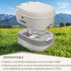 WC briebe Camp Comfort Plus Inodoro Portátil Químico con Ruedas Adultos Potty 22L Camping Camper Blanco