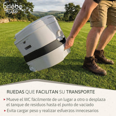 WC briebe Camp Comfort Plus Inodoro Portátil Químico con Ruedas Adultos Potty 24L Camping Camper Gris