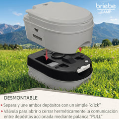WC briebe Camp Comfort Plus Inodoro Portátil Químico con Ruedas Adultos Potty 24L Camping Camper Gris