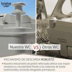 WC briebe Camp Comfort Plus Inodoro Portátil Químico con Ruedas Adultos Potty 24L Camping Camper Gris