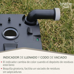 WC briebe Camp Comfort Plus Inodoro Portátil Químico con Ruedas Adultos Potty 24L Camping Camper Gris