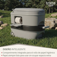 WC briebe Camp Comfort Plus Inodoro Portátil Químico con Ruedas Adultos Potty 24L Camping Camper Gris