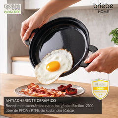 Batería Cocina Inducción Totem Apilable 4 Piezas Ø 22cm Antiadherente Cerámico Negro