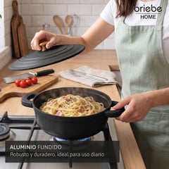 Batería Cocina Inducción Totem Apilable 4 Piezas Ø 22cm Antiadherente Cerámico Negro