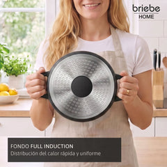 Batería Cocina Inducción Totem Apilable 4 Piezas Ø 22cm Antiadherente Cerámico Negro