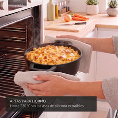 Batería Cocina Inducción Totem Apilable 4 Piezas Ø 22cm Antiadherente Cerámico Negro