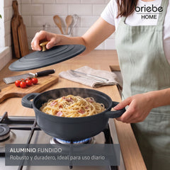 Batería Cocina Inducción Totem Apilable 4 Piezas Ø 22cm Antiadherente Cerámico Gris