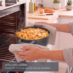 Batería Cocina Inducción Totem Apilable 4 Piezas Ø 22cm Antiadherente Cerámico Gris