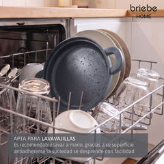 Batería Cocina Inducción Totem Apilable 4 Piezas Ø 22cm Antiadherente Cerámico Gris
