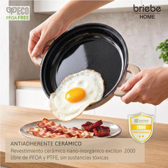 Batería Cocina Inducción Totem Apilable 4 Piezas Ø 22cm Antiadherente Cerámico Crema