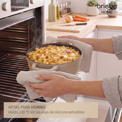Batería Cocina Inducción Totem Apilable 4 Piezas Ø 22cm Antiadherente Cerámico Crema
