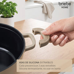 Batería Cocina Inducción Totem Apilable 4 Piezas Ø 22cm Antiadherente Cerámico Crema