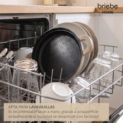 Batería Cocina Inducción Totem Apilable 4 Piezas Ø 22cm Antiadherente Cerámico Crema