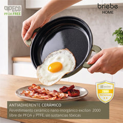 Batería Cocina Inducción Totem Apilable 4 Piezas Ø 22cm Antiadherente Cerámico Verde