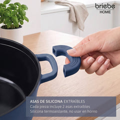 Batería Cocina Inducción Totem Apilable 4 Piezas Ø 22cm Antiadherente Cerámico Azul