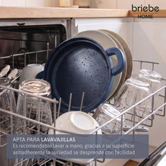 Batería Cocina Inducción Totem Apilable 4 Piezas Ø 22cm Antiadherente Cerámico Azul
