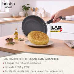 Sartén para Tortilla de Patatas Doble Inducción 28cm Antiadherente Negro