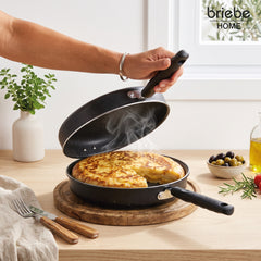 Sartén para Tortilla de Patatas Doble Inducción 24cm Antiadherente Negro