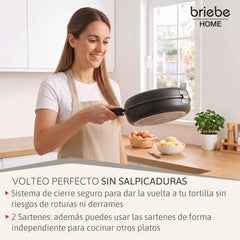 Sartén para Tortilla de Patatas Doble Inducción 24cm Antiadherente Negro