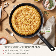 Sartén para Tortilla de Patatas Doble Inducción 24cm Antiadherente Negro