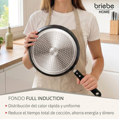 Sartén para Tortilla de Patatas Doble Inducción 24cm Antiadherente Negro