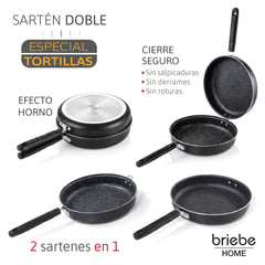 Sartén para Tortilla de Patatas Doble Inducción 24cm Antiadherente Negro