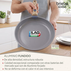 Batería Cocina Nordic Nest Inducción Cerámica Mango Extraíble Apilable 13 Piezas Gris